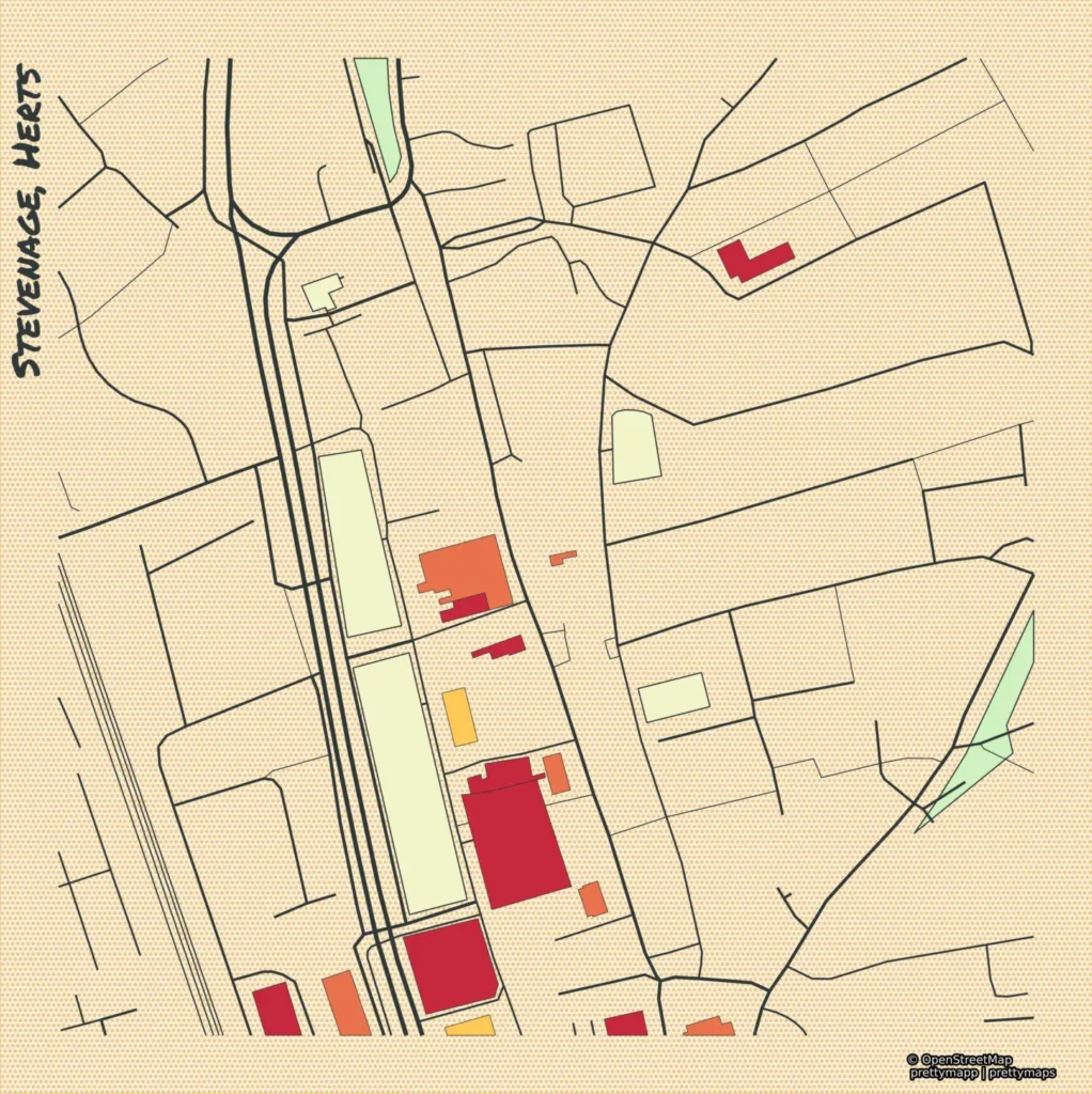 Map of Stevenage Town centre